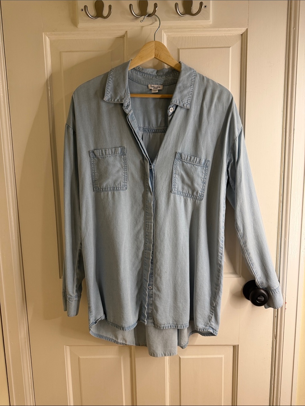Splendid Light Blue Denim Shirt with Button Collar